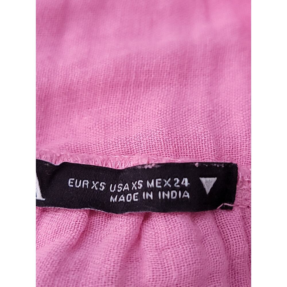 Zara Maxi Dress SZ XS Tiered Cotton Gauze Tie Strap Pink Euro Summer Bohemian - Picture 9 of 11
